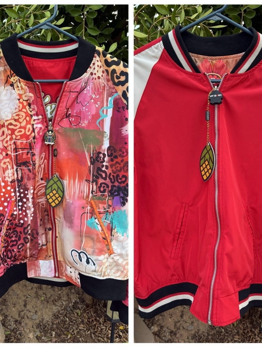 !Ay Guey! Reversible Mexico Bomber Jacket - Red / Multicolor Print